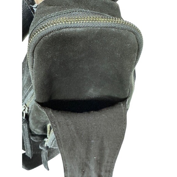 Free People Hudson Sling Bag Black Suede Crossbody Backpack One Size - Picture 6 of 9